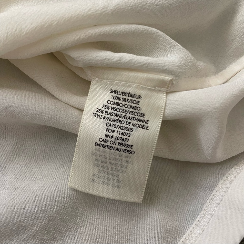 Alice + Olivia By Stacey Bendet 100% Silk T Shirt Cream/White - Picture 3 of 4